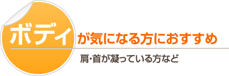 ボディが気になる方におすすめ－肩・首が凝っている方など